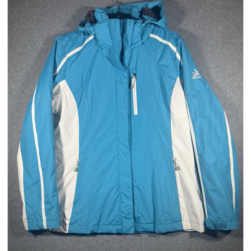 ZeroXposure Boarding Co. Winter Jacket Size M Blue White Hooded Ski Coat